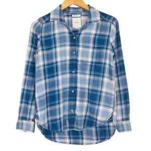 American Eagle Outfitters 100% Cotton Slim Fit Plaid Button Down Shirt Size XS